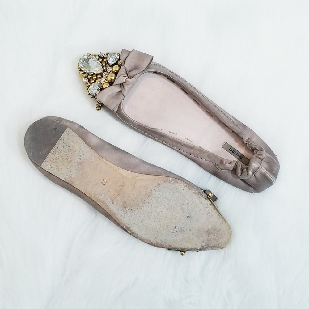Miu Miu Crystal Bow Ballet Flats - Picture 3 of 3